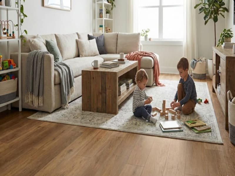 Cross section showing high density rubber underlayment vs cheap foam